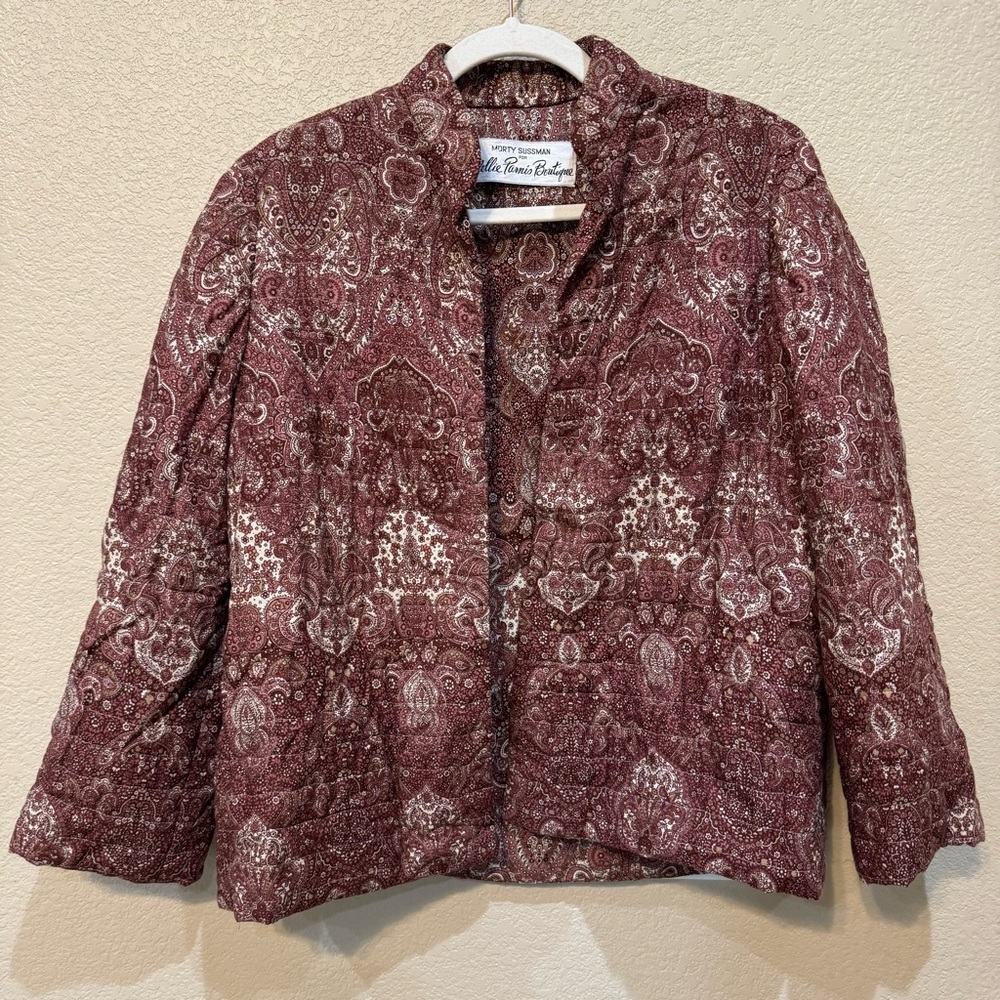 1970s Morty Sussman Mollie Parnis Paisley Jacket Sz 10 Vintage Quilted Style